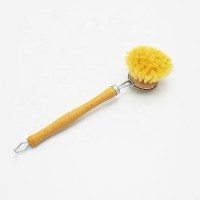 Custom Natural Sisal Bristle Beechwood Handle Kitchen Dish Washing Brush with Hanging Loop